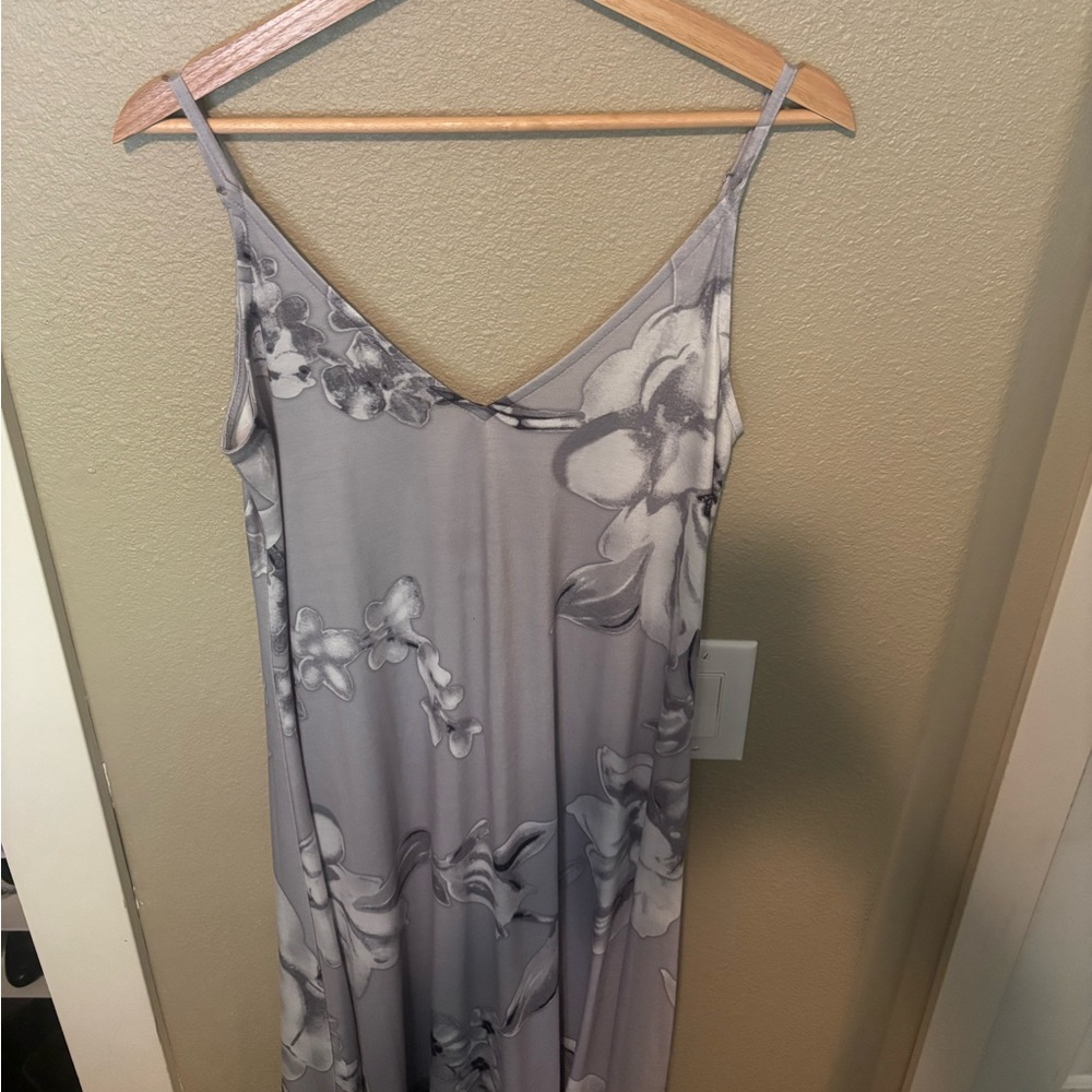 Gray Floral Maxi Dress